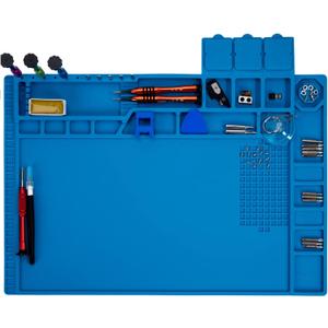 Premium Heat Resistant 932F Blue Magnetic Repair Work Mat Large Silicone Soldering Mat for Soldering, Electronics, Computer Cellphone Repair, BGA Soldering Gun Iron Workbench Protection
