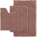 Chenille Bathroom Rugs Set 3 Piece Bath Mats for Bathoom Non-Slip Luxury Bathroom Rug Extra Soft and Absorbent Shaggy Rugs Washable Dry Plush Area Carpet