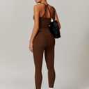 Womens Workout Sets Two Piece Cross Back Tank Top Matching High Waist Leggings Sets Gym Outfits Work Out Clothes (Brown, S)