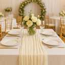 6 Pack Beige 10FT Cheesecloth Table Runner 120 Inch Soft Gauze Boho Table Runners for Baby Shower, Coastal Wedding, Modern Rustic Party Decor