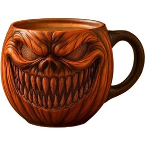 15 oz Halloween Pumpkin Mugs,Halloween Horror Pumpkin Cup Decorations Resin Cute Pumpkin Coffee Mug for Fall Adults Birthday Tabletop Gifts