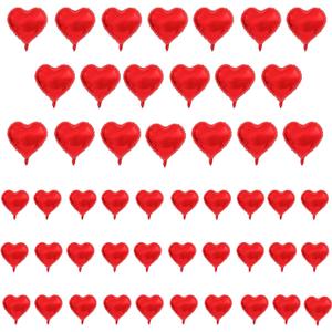 50 Pcs Red Heart Balloon 20 Pcs 10 inch Foil Balloon 30 Pcs 5 inch Mini Balloon for Wedding Bridal Shower Anniversary Valentines Day Engagement Marriage Party Decorations Supplies