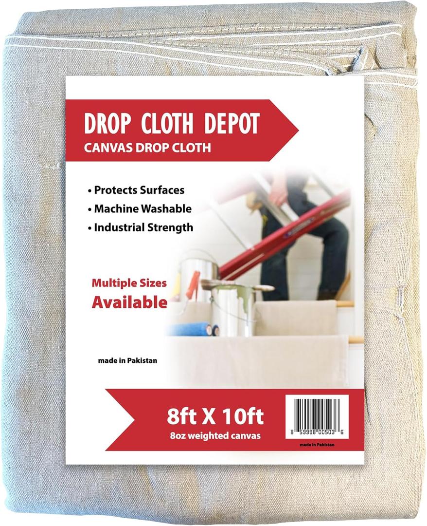 Drop Cloth Depot 8 oz Canvas Safety Drop Cloth - Industrial Strength - 8' x 10'