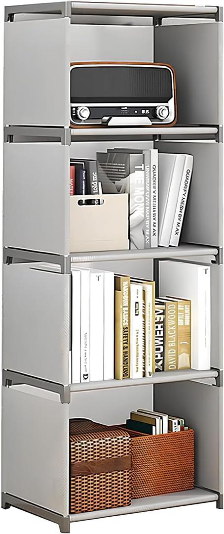 4-Cube Storage Organizer Shelf Tool-Free Assembly Cube Bookcase for Bedroom, Closet & Small Spaces, Bookshelf Organizer for Kids Clothes & Nursery