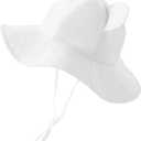 Jastore Baby Girl Boy Sun Hat with UPF 50+ Bear Ear Infants Boys Cap Outdoor Adjustable Beach Hat with Wide Brim Bucket Hats (White, 6M)