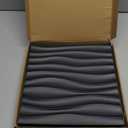 Chunful 30 Pcs 28.81 Sq ft 3D Wall Panels PVC Wave Design,11.8" x 11.8" Wall Panels Brick Wallpaper Waterproof for Interior Living Room Bedroom Decor(Black)