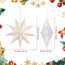 3PCS Christmas Paper Star Lantern, Lampshade 3D Paper Star Hanging Decoration Light Papers Lantern (White)