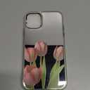 Fashion Tulip Flowers Plating Mirror Phone Case Compatible with iPhone Case (Red, for iPhone 16 Pro Max)