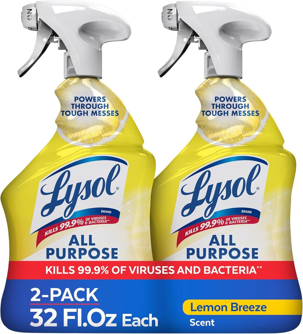 Lysol All Purpose Cleaner Spray, Multi-Purpose Disinfecting Spray, Kitchen & Bathroom Cleaner, Lemon Breeze Scent, 32 Fl Oz (Pack of 2)