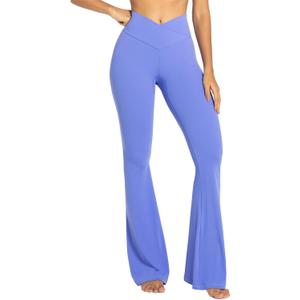Sunzel Flare Leggings, Crossover Yoga Pants with Tummy Control, High-Waisted and Wide Leg (XX-Large, Periwinkle)