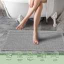 ZALL Grey Waffle Bath Mat,Super Absorbent Non Slip Bathroom Rug,Gray 18x30inch,Machine Washable Ultra Soft Floor Mats