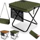 LiKiLiKi Extra Large Foldable Backpack Stool, Heavy Duty Thickened Collapsible Portable Pocket Chair, Compact Pocket Size Travel Seat for Hiking, Fishing, Picnic and Outdoor Activities (Green)