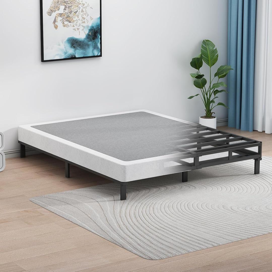 2 Inch Box Spring King Size Low Profile Metal Bed Base with Fabric Cover