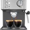 Mr. Coffee Compact Espresso Maker, Espresso Machine With Steam Wand, 15-Bar Pump Automatic Espresso Machine
