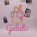 Ice Cream Neon Sign Gelato Neon Sign Dimmable Wall Decor for Store Game Room Kids Room Party Decoration 17.6 * 13.2 Inch