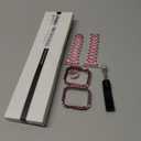 Mesime Compatible for Apple Watch Band with Screen Protector Case, Jewelry Replacement Bands 46mm 45mm 44mm 42mm 41mm 40 mm 38mm 2 Pack Protective Cover for iWatch Series 11/10/9/8/7/6/5/4/3/2/1/SE Women (Pink)