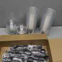 Szsrcywd 100pcs 12 Oz Plastic Cups with Dome Lids and Sporks,Clear Disposable Dessert Containers for Ice Cream,Fruit,Parfait,Pudding,Yogurt,Jelly,Hole in the Lid,50 Set