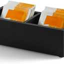 YCXNBHH Tea Bag Organizer, Wood Tea Bag Holder with 2 Slots, Wide Compartments for Tea Bags, Tea Caddy, Tea Bar Accessories, Black