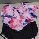 Womens High Waisted Bathing Suits Flounce Halter Tank Top Bikini Bottoms Tummy Control Modest Swimwear Two Piece Swimsuits Tankini Tie Dye Pink L