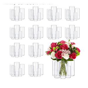 72pcs Glass Vase Cylinder Vases for Centerpieces Small Flower Glass Vases Home Decor Centerpiece Table Clear Flower Vase Decorations for Wedding＆Holiday 4,6,7.5,8,8,10 Inch Tall