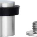EVI Door Stops | Stainless Steel Door Stopper - Screw Fastening - Black Rubber Protector - 0.95 x 1.19 Inch Door Stop