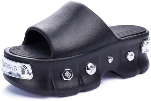 YURTKUMAS Women Platform Sandals Open Toe Chunky Flatform Slides Sandals Fashion Slip on Summer Beach Sandals Casual Dressy Female Platform Slides for Vacation Comfort Wedges Slide Women's 9.5