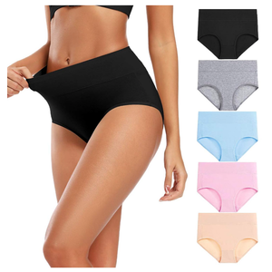 Molasus Women's Cotton Underwear High Waisted Full Coverage Ladies Panties (Regular & Plus Size) M