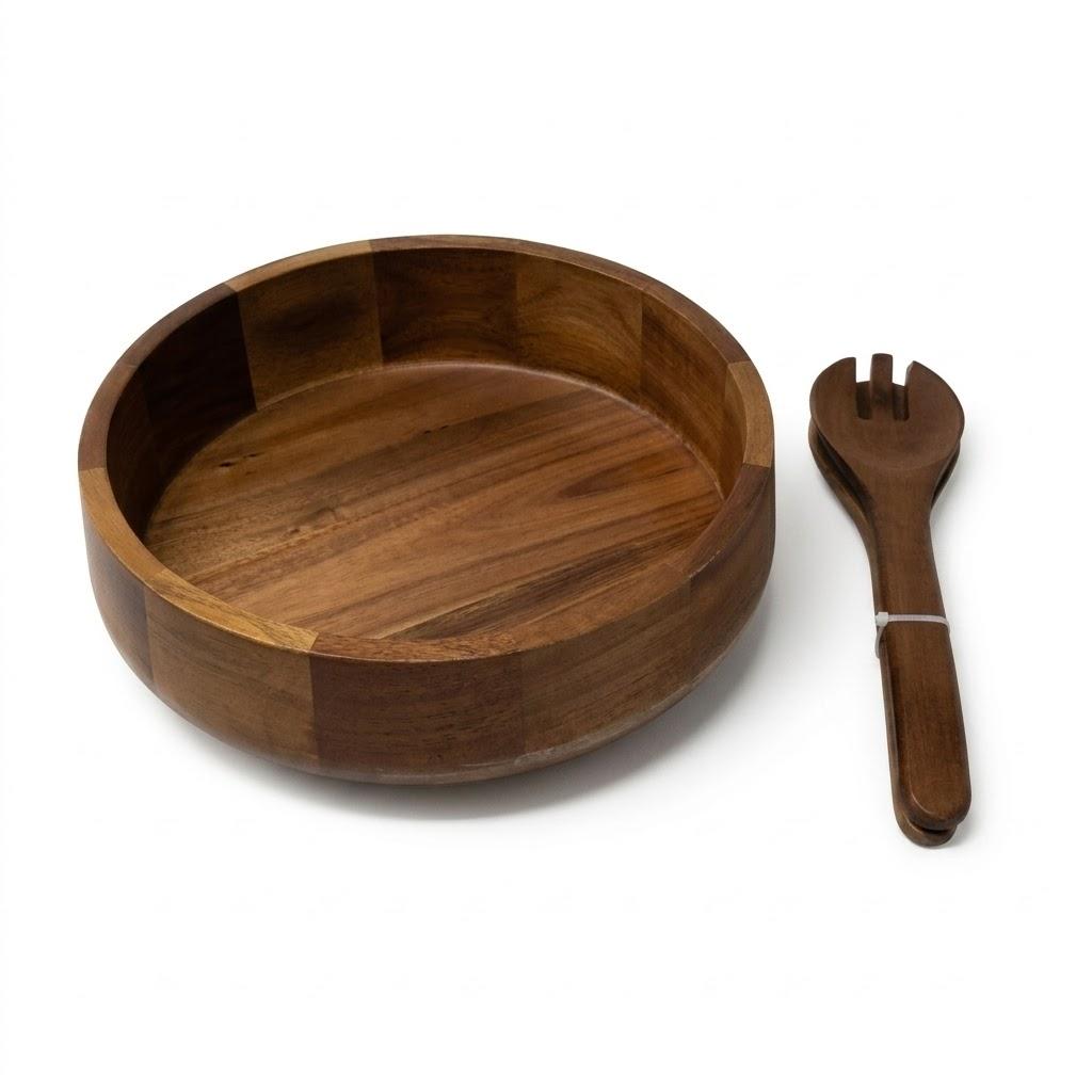 12" Acacia Wood Salad Bowl with Serving Spoon