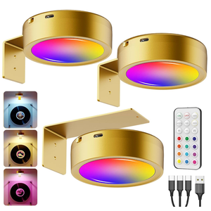 Wireless Rechargeable Above Picture Lights for Wall, 3 Pack 2600mAh Battery Art Light for Paintings Cordless Over Photo Frame Lights LED Gallery Lamp Remote Magnetic Puck Lighting for Poster Artwork
