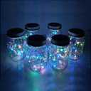 Decorman Solar Mason Jar Lid Lights, 6 Pack 20 LED Waterproof String Fairy Star Firefly Jar Lids Lights for Patio Garden Yard Lawn Party Wedding Christmas Decoration(Jars & Hangers Not Included) (4 Color)