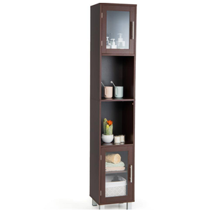 71'' Tall Tower Bathroom Storage Cabinet Organizer Display Shelves Bedroom Brown