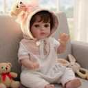 20-Inch Reborn Baby Doll, Big Eyes Realistic Newborn Baby Doll with Hand-Rooted Hair, Full-Body Vinyl Baby Dolls for 3+ Ages, 18.5 inches x 5.5 inches x 5.1 inches