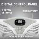 Holmes 9 Inch Digital CleanBreeze Window Fan with Programmable Thermostat Reversible Twin Blades Remote Control Water Resistant Quiet Cooling for Bedroom Living Room Home White, Large