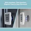 KADAMS Shower Clock Waterproof Bathroom Timer Digital Wall Clock with Countdown, Magnetic Kitchen Clock with Temperature & Humidity, Suction Cup for Kids Shower Spa Sauna Cook Bath, White