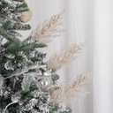 Christmas Glitter Stems 24pcs Artificial Pine Tree Picks for Christmas Tree Ornaments fillers, DIY Xmas Wreath, Crafts, Garland, Holiday, Party, Wedding and Home Decoration (Champagne Gold)