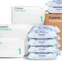 Coterie Baby Wipes + Diapers Kit, Size 1 Diapers (198 Count) & 12 Pack (672 Count) Baby Wipes with 99% Water, Plant Based Materials, Hypoallergenic for Sensitive Skin
