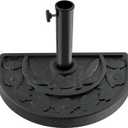 Half Round Umbrella Base - 20lb Weighted Semicircle Freestanding Resin and Concrete Umbrella Stand for Outdoor Use by Pure Garden (Black), 19 Inches X 12 Inches X 13 Inches