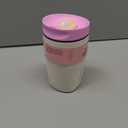 Owala SmoothSip Slider Insulated Stainless Steel Coffee Tumbler, Reusable Iced Coffee Cup, Hot Coffee Travel Mug, BPA Free 12 oz, Pink/Tan (Daybreak)