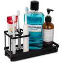 Toothbrush Holders for Bathrooms, Carbon Steel Tooth Brushing Holder Electric Toothbrush and Toothpaste Organizer Bathroom Accessories for Countertop, Shower, Sink - Matte Black