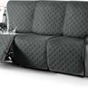 TAOCOCO 100% Waterproof Recliner Covers, Recliner Sofa Covers with Leg Straps, Reversible Recliner Couch Cover for Reclining Chair, Washable Couch Protector for Pets Kids(3 Seater, Dark Gray)