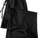 MakeMeChic Women's Satin Wide Leg Pants Silk Drawstring Elastic Waist Long Trousers, Medium
