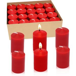 15 Hour Red Votive Candles, Unscented 1.5 Inch Diameter Wax Candles for Wedding, Party & Home, 1.5"D x 2.25"H