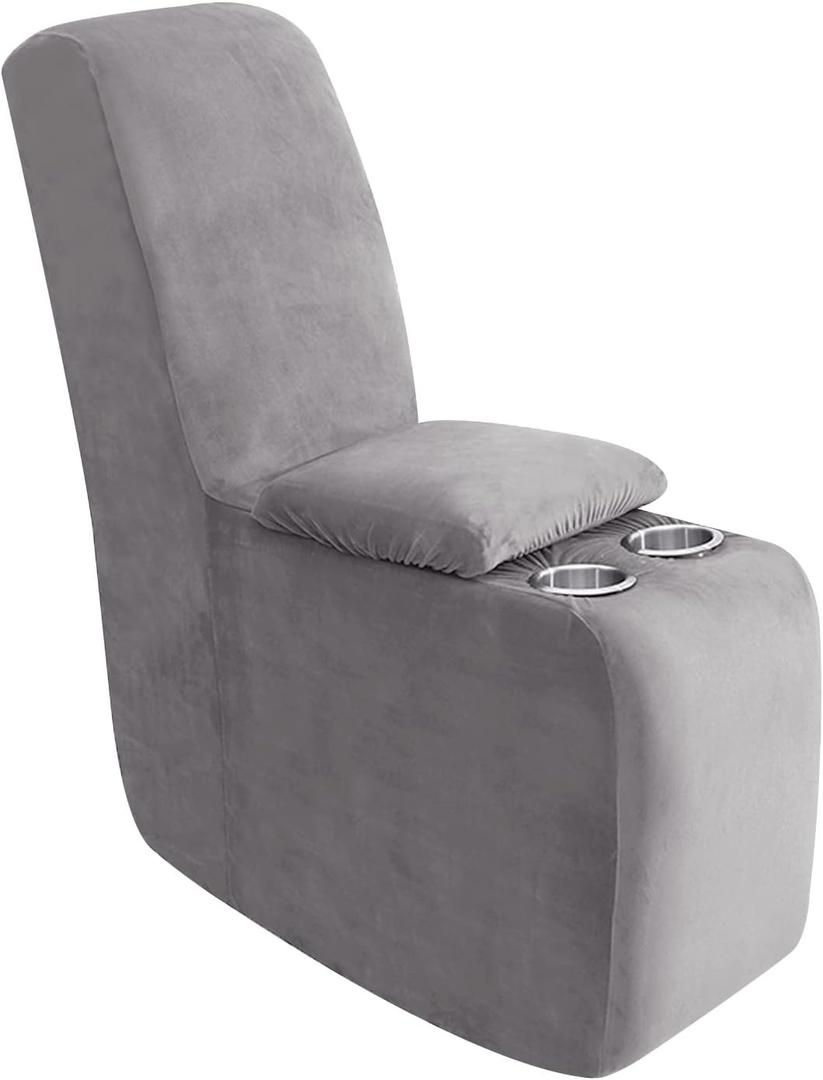 ULTICOR 7-Piece L Shape Sectional Recliner Sofa Covers, Velvet Stretch Reclining Couch Covers for Reclining L Shape Sofa, Thick, Soft, Washable (Light Grey, 1 Console Cover)