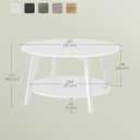 VASAGLE MAEZO Collection - Round Coffee Table, 2-Tier Center Table with Storage, Tapered Legs, Curved Transitions, 31.5 Dia. x 17.7 H Inches, Easy Assembly, for Living Room, Snow White ULCT243W14