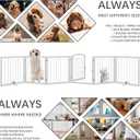 JSB 144-inch Extra Wide 30-inch Tall Dog gate with Door Walk Through, Freestanding Round Tube Pet Gate for Halls Stairs, Puppy Safety Dog Fence with 2PCS Support Feet (White)