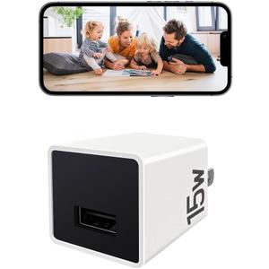 Hidden Spy Camera for Home Use, WiFi Indoor Surveillance Camera with Remote Monitor via Phone App, Left & Right Angle Shooting, for Home Security(White)