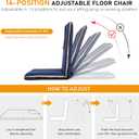 Floor Chair with Back Support Foldable Meditation Seat, Blue, Regular