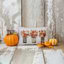 GTEXT Fall Pillow Cover 12x20 inch Autumn Bouquets Floral Stripes Dots Jar Throw Pillow Cover Autumn Decor Thanksgiving Outdoor Seasonal Decorative Pillowcase Farmhouse Decor for Sofa Bed Couch