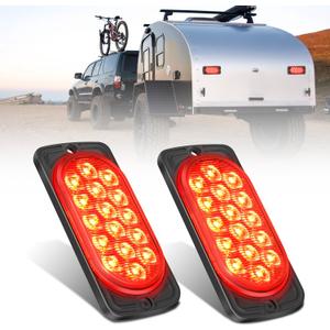 Nilight 4.4 Inch Aluminum Housing Tail Light 2 PCS 16 LED Red Running Brake Turn Signals Marker Lights Surface Mount IP67 Waterproof for 10-30V RV Camper Trailer Truck Bus Boat