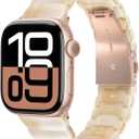 V-MORO Compatible with Apple Watch Resin Bands Series 8/7/9/10 42/41/40/42mm(S10),46/45/44/42mm Fashion Lightweight Bracelet Elegant Wristband for iWatch Series 6/5/4/3/2/1/SE (Creamy)